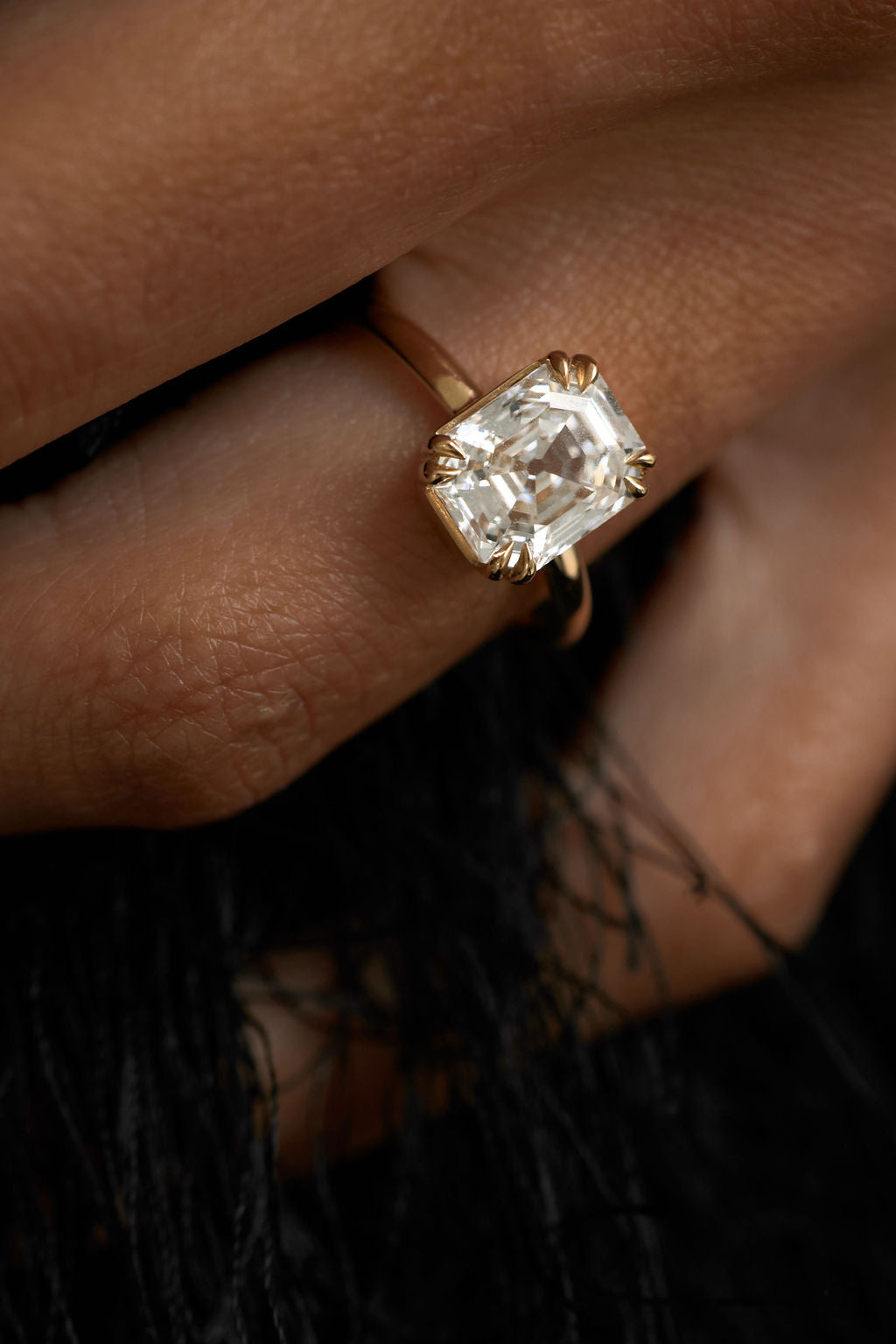 2.92 CT Old Cut Emerald Solitaire Lab Grown Diamond Engagement Ring