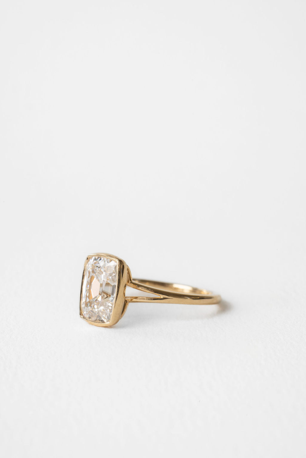 2.60 CT Old Mine Elongated Cushion Split Shank Lab Grown Diamond Engagement Ring
