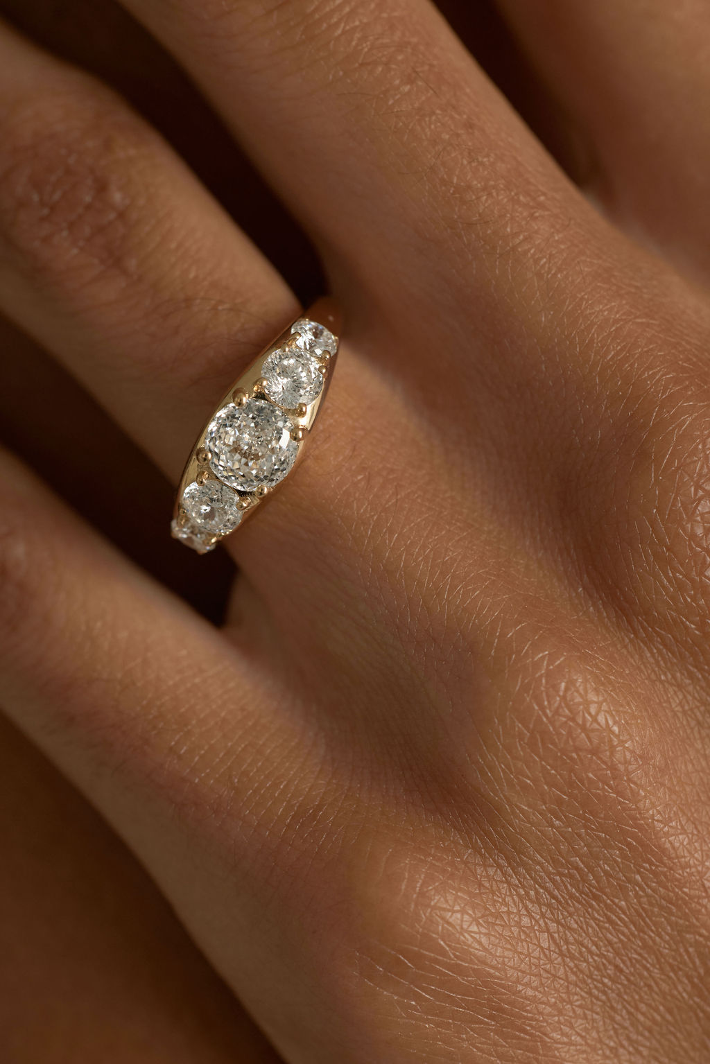 2.20 CT Portuguese Cut Pavé Lab Grown Diamond Engagement Ring