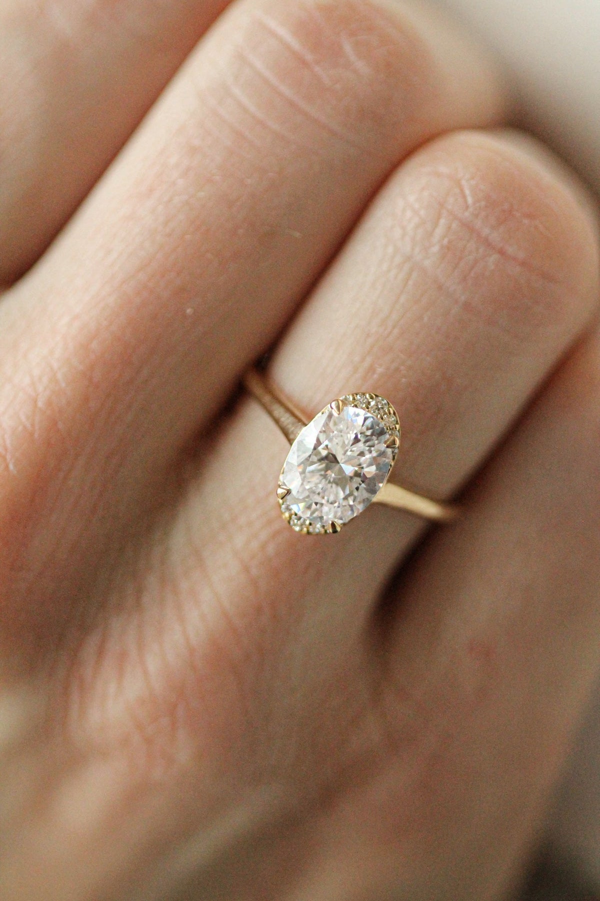 1.94 CT Oval Halo Lab Grown Diamond Engagement Ring