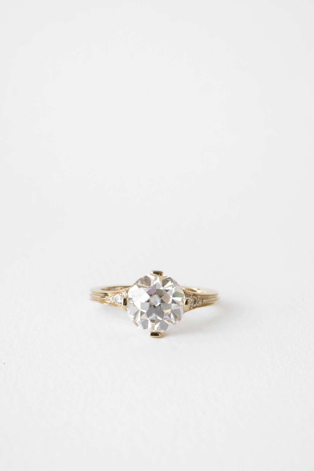 2.62 CT Euro Cut Cluster Lab Grown Diamond Engagement Ring