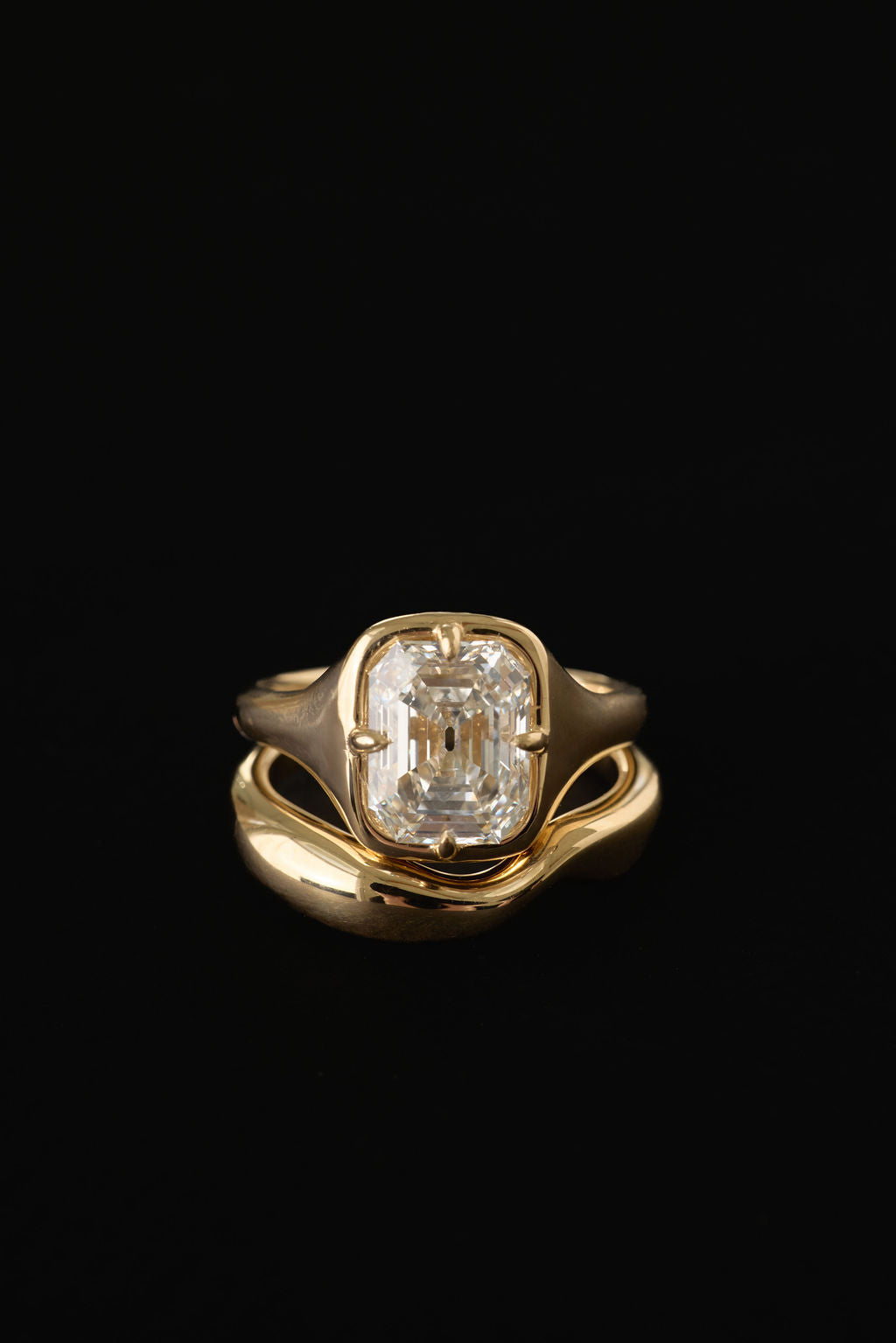 3.00 CT Old Cut Emerald Bezel Lab Grown Diamond Engagement Ring