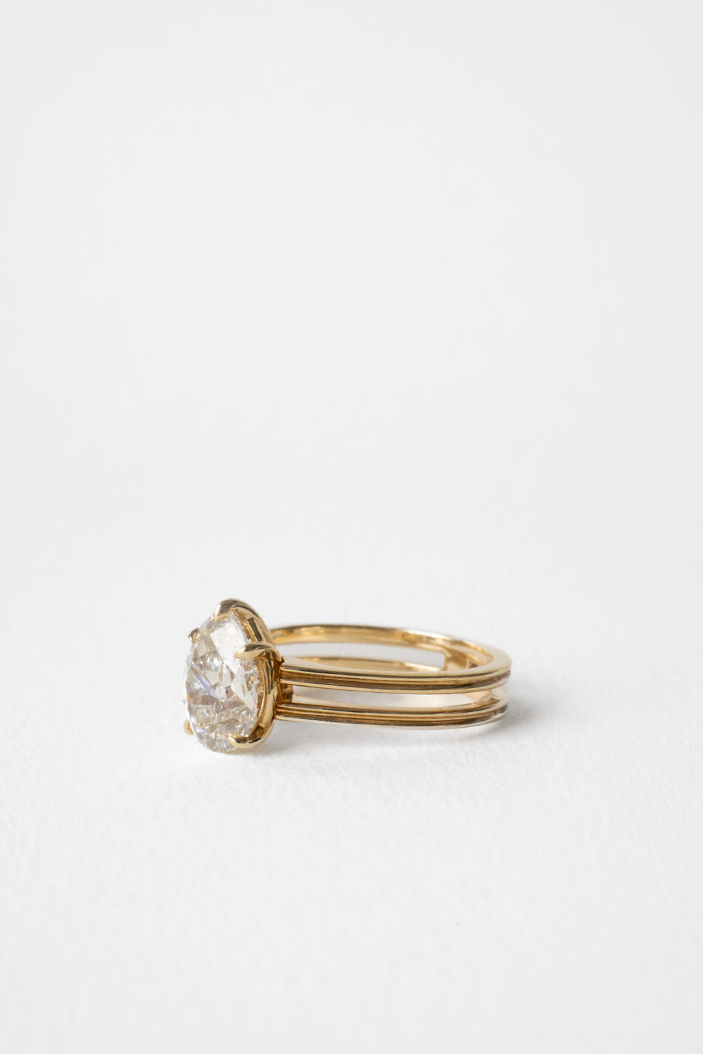 2.30 CT Pear Double Band Solitaire Lab Grown Diamond Engagement Ring