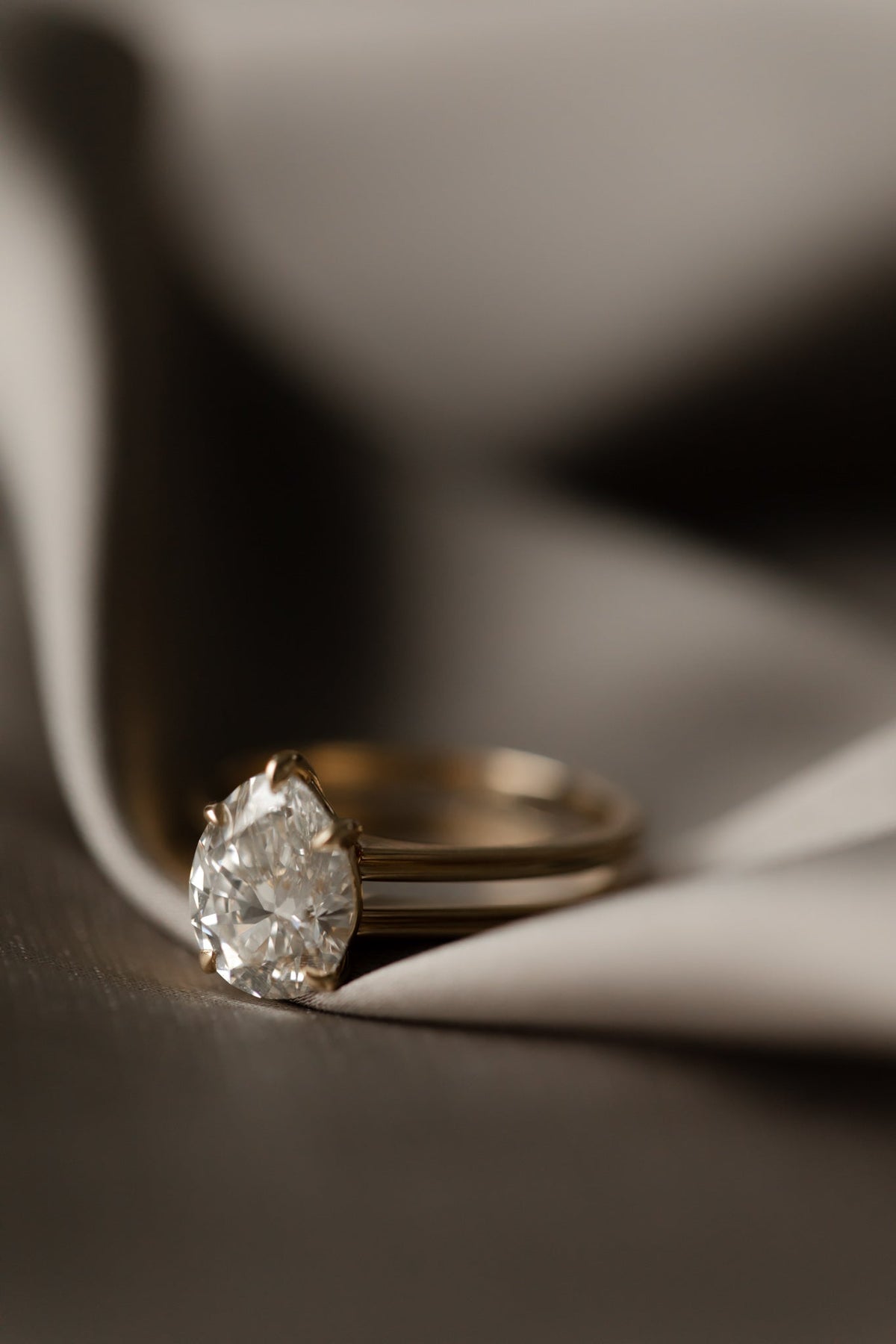 2.30 CT Pear Double Band Solitaire Lab Grown Diamond Engagement Ring