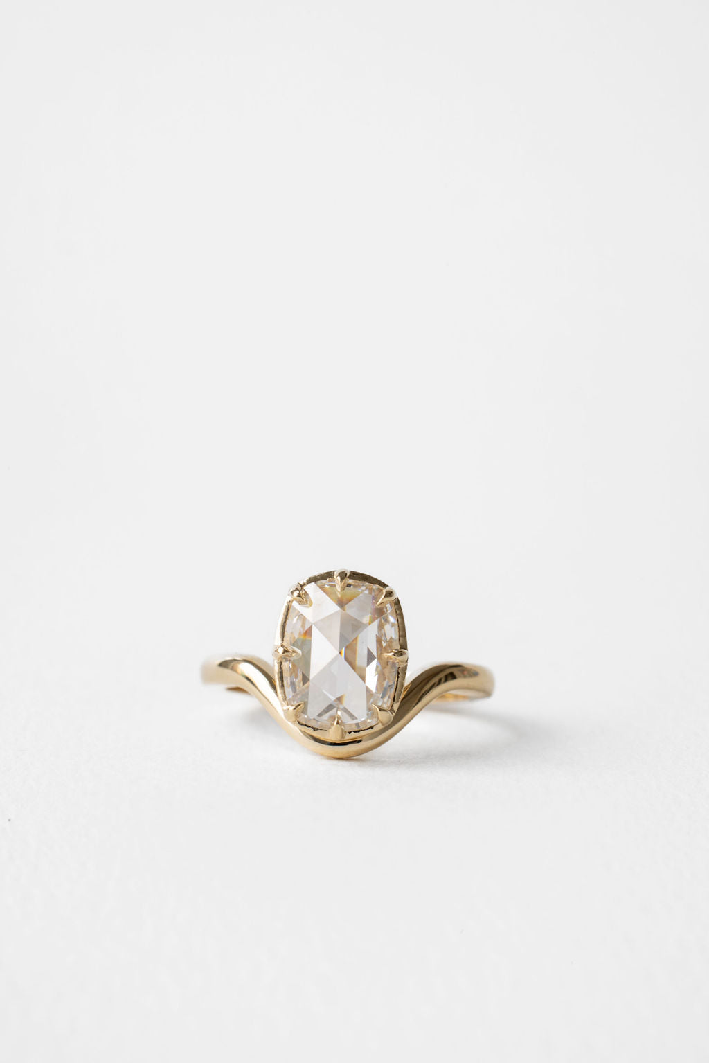 2.00 CT Rose Cut Cushion Solitaire Lab Grown Diamond Engagement Ring