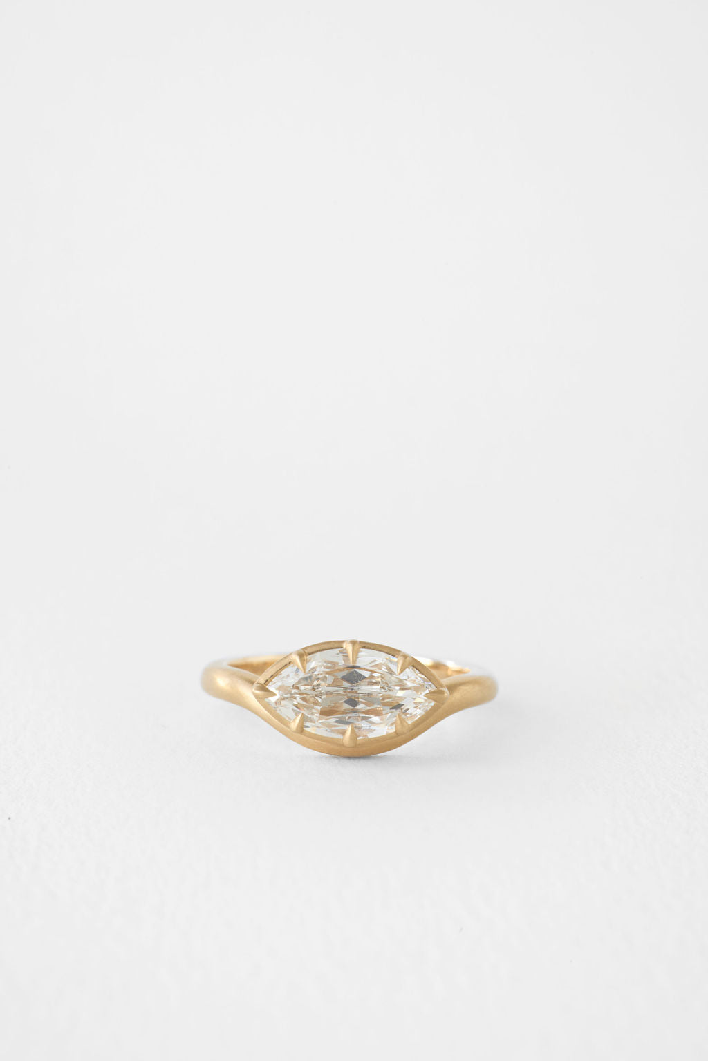 1.35 CT Rose Cut Marquise Bezel Lab Grown Diamond Engagement Ring