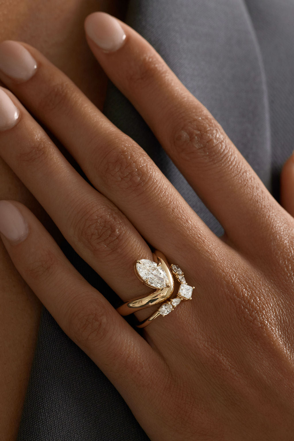 1.75 CT Marquise Swirl Solitaire Lab Grown Diamond Engagement Ring