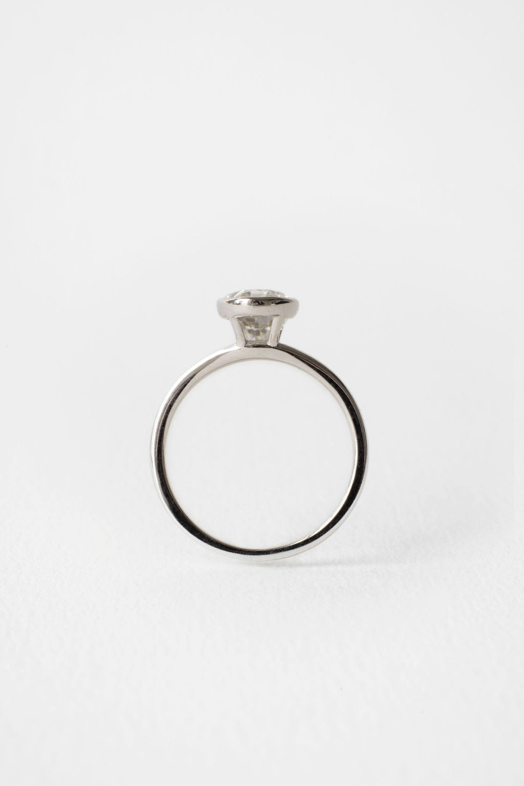 2.10 CT Oval Split Shank Bezel Lab Grown Diamond Engagement Ring