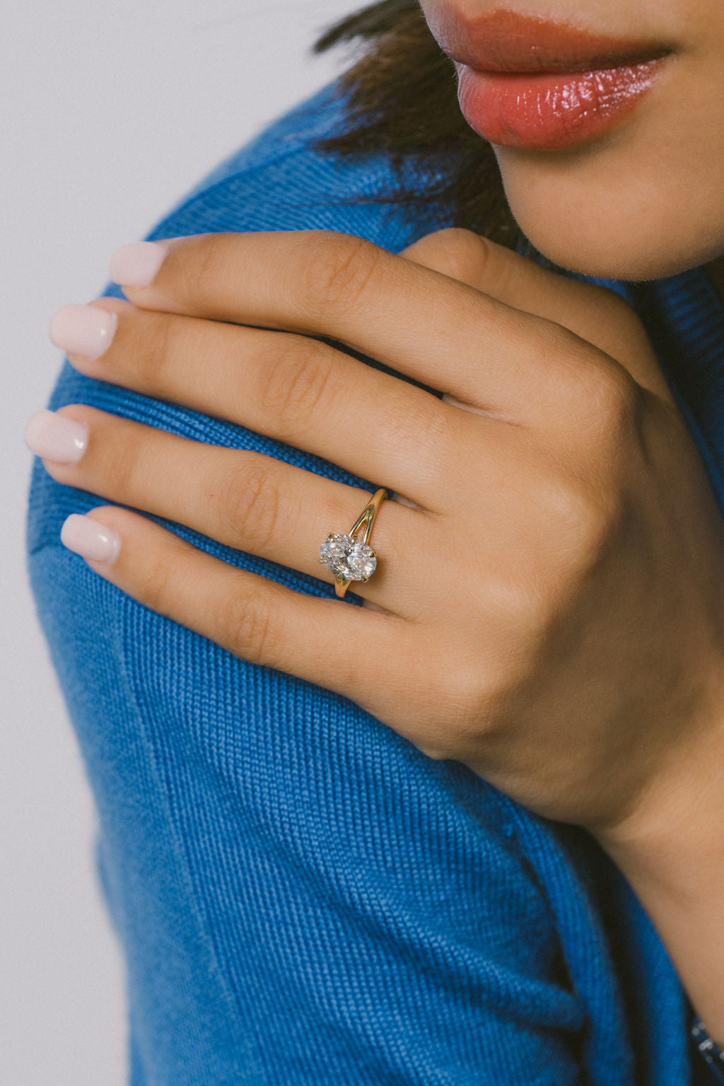 2.10 CT Oval Split Shank Lab Grown Diamond Engagement Ring