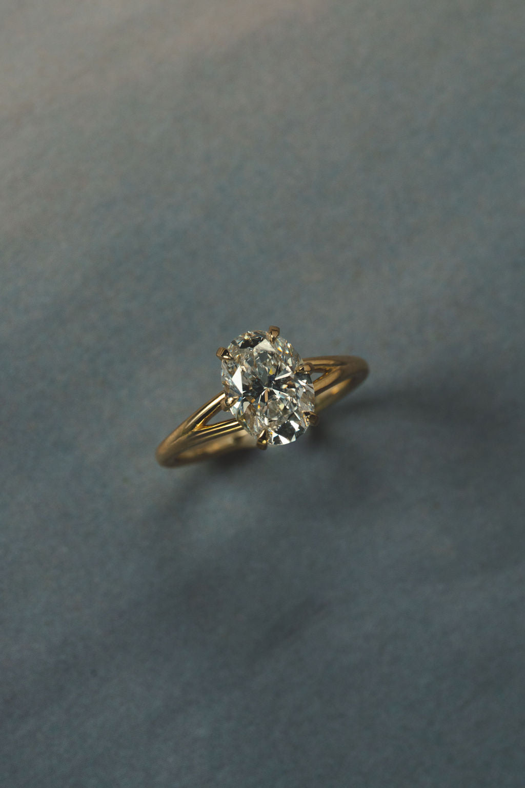 2.10 CT Oval Split Shank Lab Grown Diamond Engagement Ring
