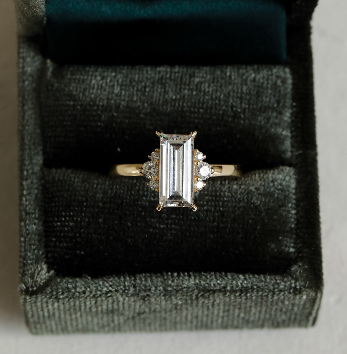 2.00 CT Emerald Cluster Lab Grown Diamond Engagement Ring with Round Diamond Accents