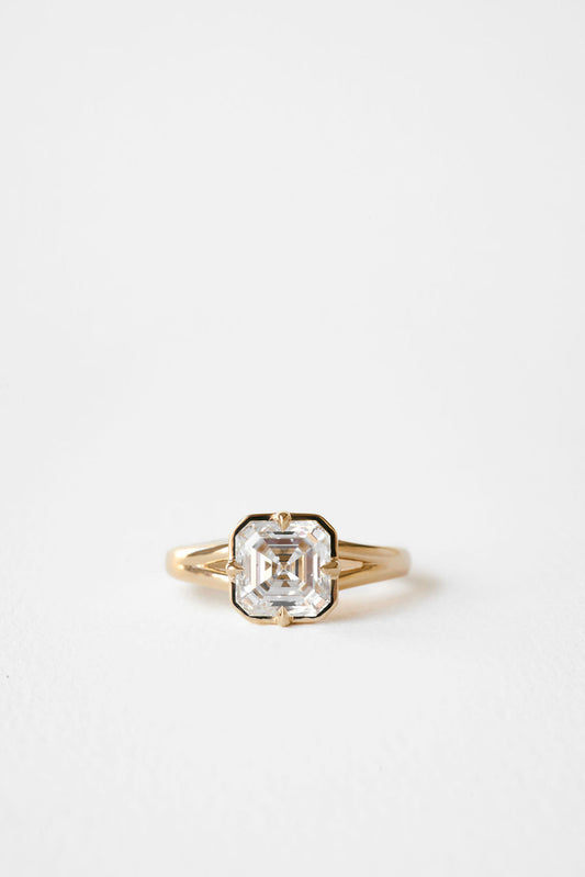 2.35 CT Asscher Split Shank Bezel Lab Grown Diamond Engagement Ring