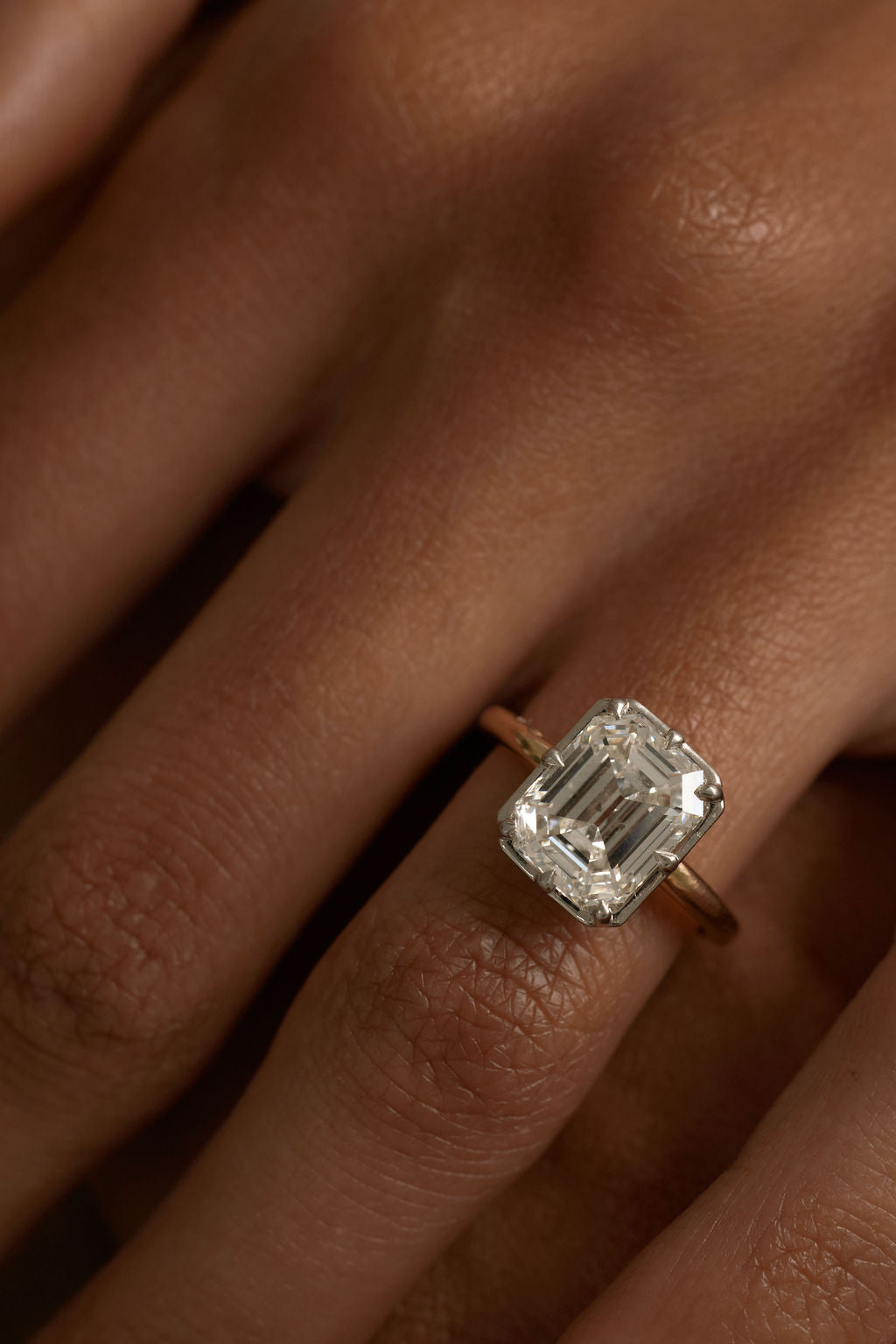 4.50 CT Old Cut Emerald Solitaire Lab Grown Diamond Engagement Ring