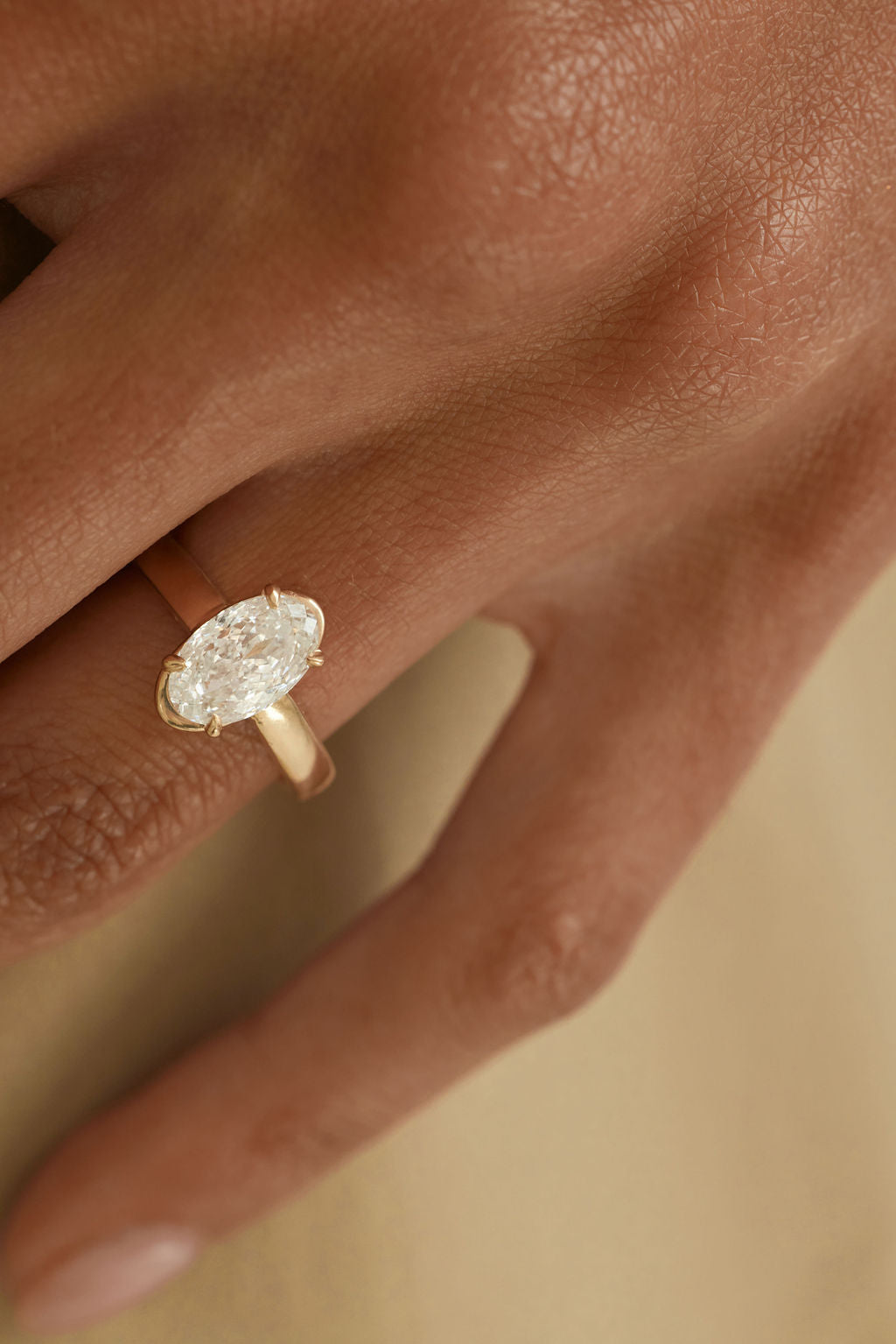 2.05 CT Portuguese Oval Solitaire Lab Grown Diamond Engagement Ring