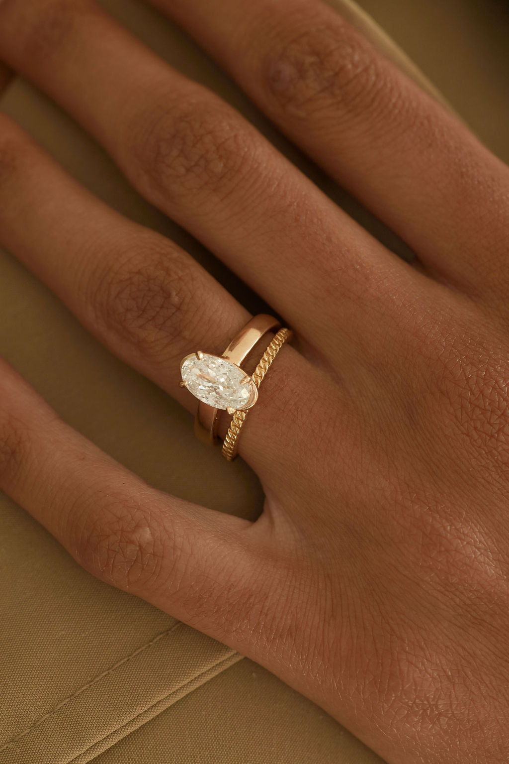 2.05 CT Portuguese Oval Solitaire Lab Grown Diamond Engagement Ring