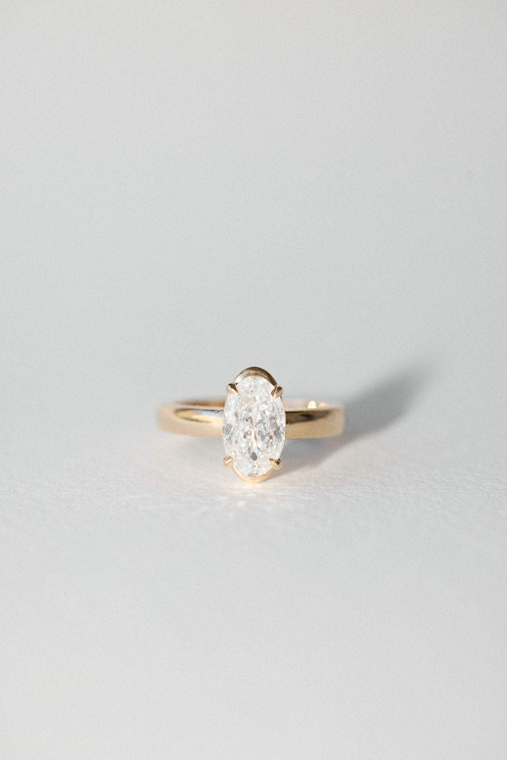 2.05 CT Portuguese Oval Solitaire Lab Grown Diamond Engagement Ring