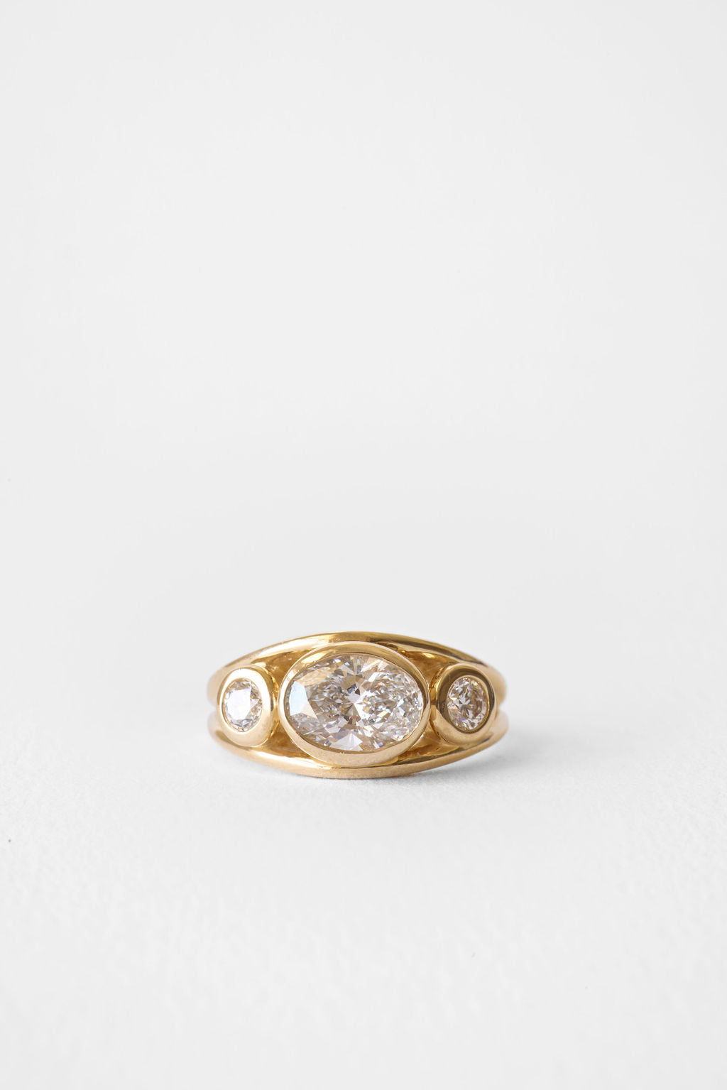 2.10 CT Round Three Stone Signet Lab Grown Diamond Engagement Ring