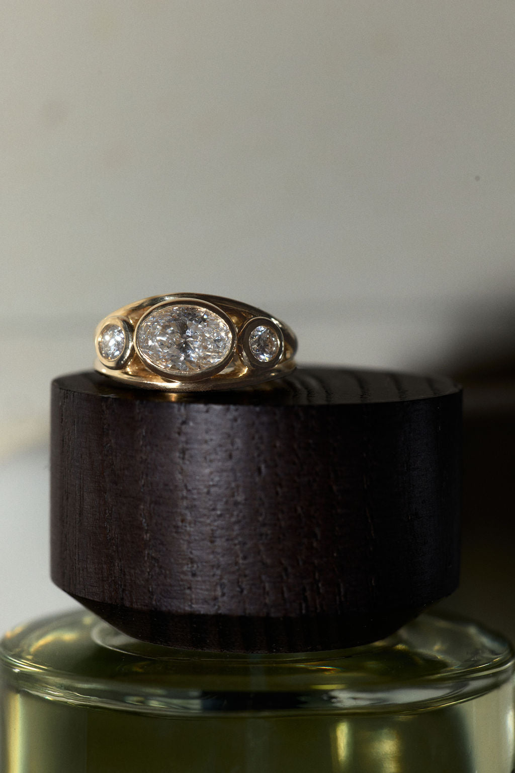 2.10 CT Round Three Stone Signet Lab Grown Diamond Engagement Ring