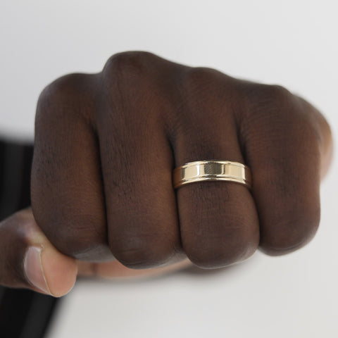 High-Polish Finish Regular Yellow Gold Men's Band 3 High-Polish Finish Regular Yellow Gold Men's Band 3