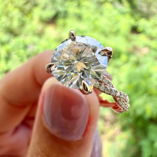 Round Twisted Pave Lab Grown Diamond Engagement Ring