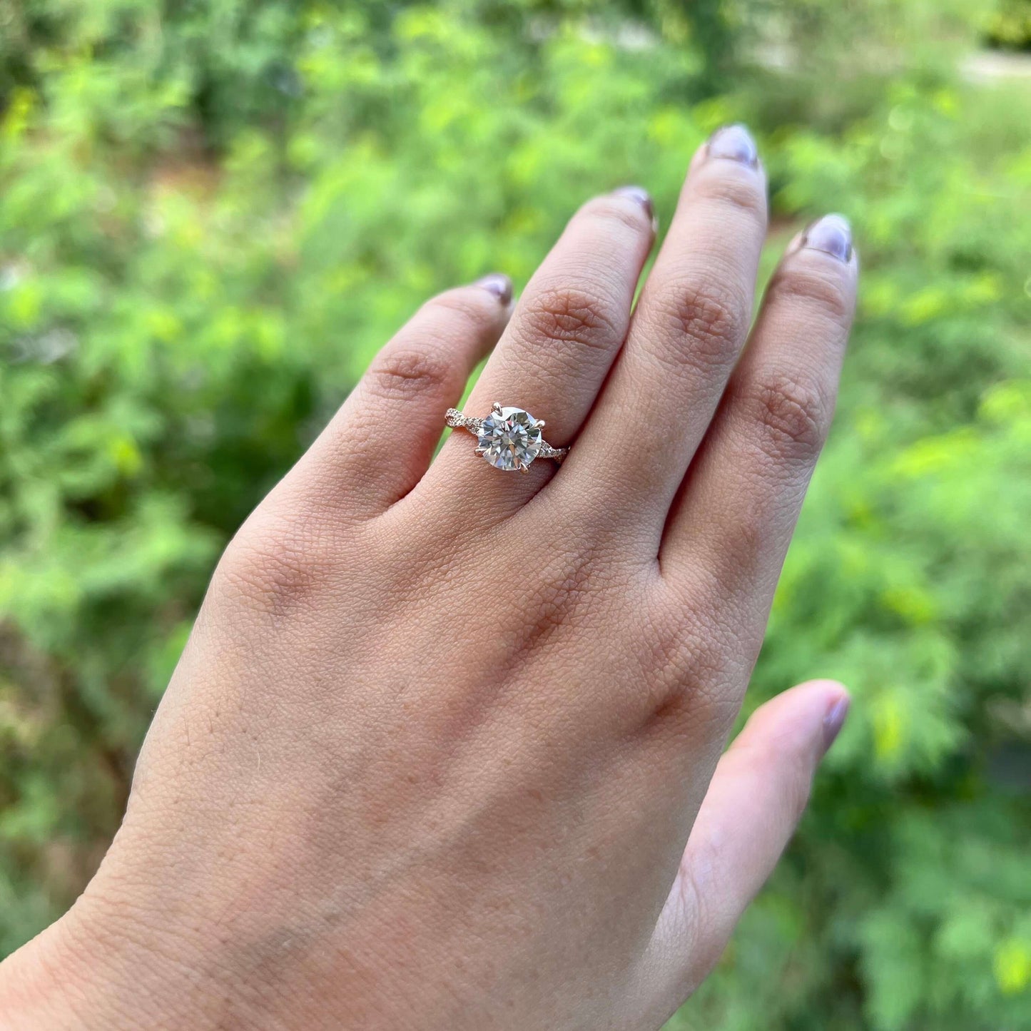 Round Twisted Pave Lab Grown Diamond Engagement Ring