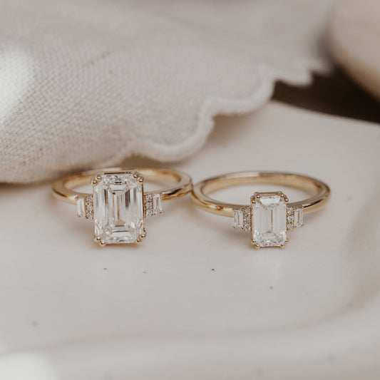 3 CT Emerald Shaped Cluster Moissanite Engagement Ring