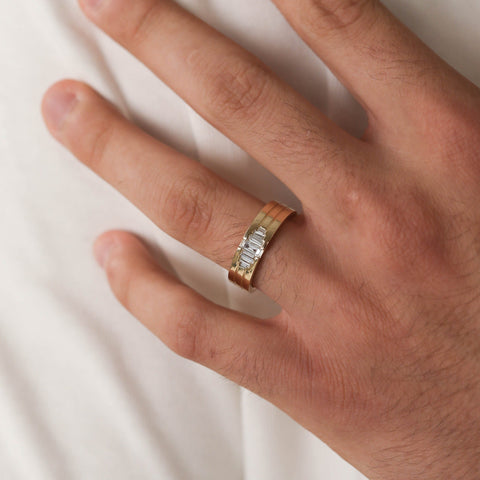 Stone Setting Classic High-Polish Finish Men's Band 2 Stone Setting Classic High-Polish Finish Men's Band 2