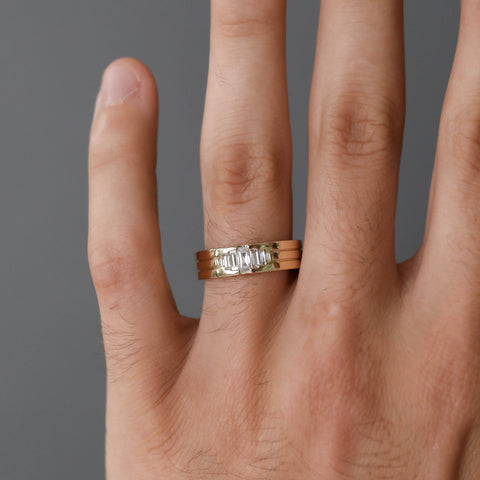 Stone Setting Classic High-Polish Finish Men's Band 5 Stone Setting Classic High-Polish Finish Men's Band 5