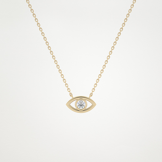 0.08 TCW Round Lab Grown Diamond Eye Shape Necklace