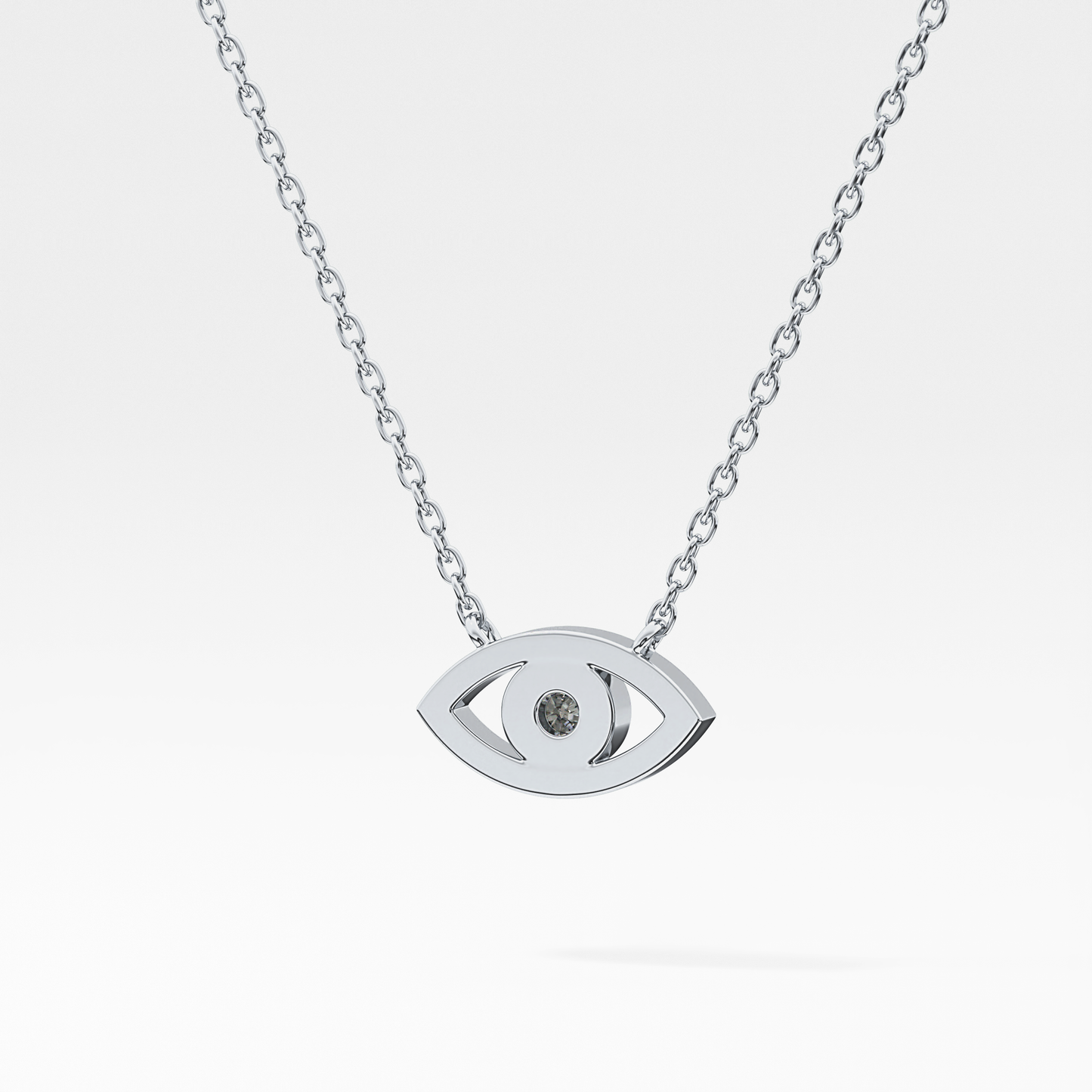 0.08 TCW Round Lab Grown Diamond Eye Shape Necklace