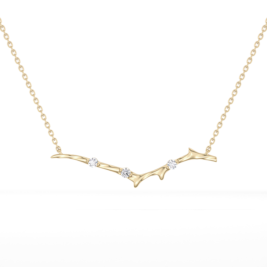 0.7 TCW Round Lab Grown Diamond Twig Necklace