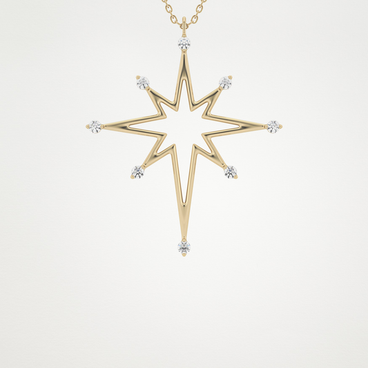 0.17 TCW Round Lab Grown Diamond Star Necklace