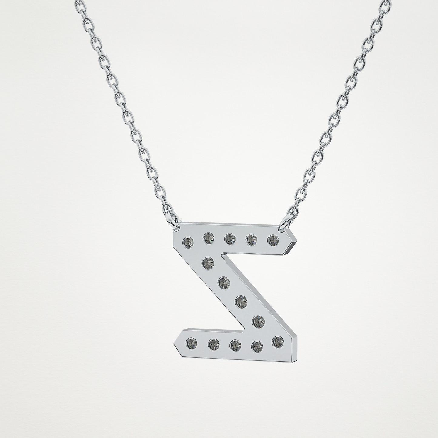 0.28 TCW Round Lab Grown Diamond Z Initial Pendant Necklace