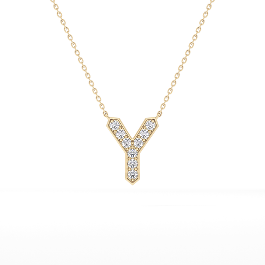0.23 TCW Round Lab Grown Diamond Y Initial Pendant Necklace