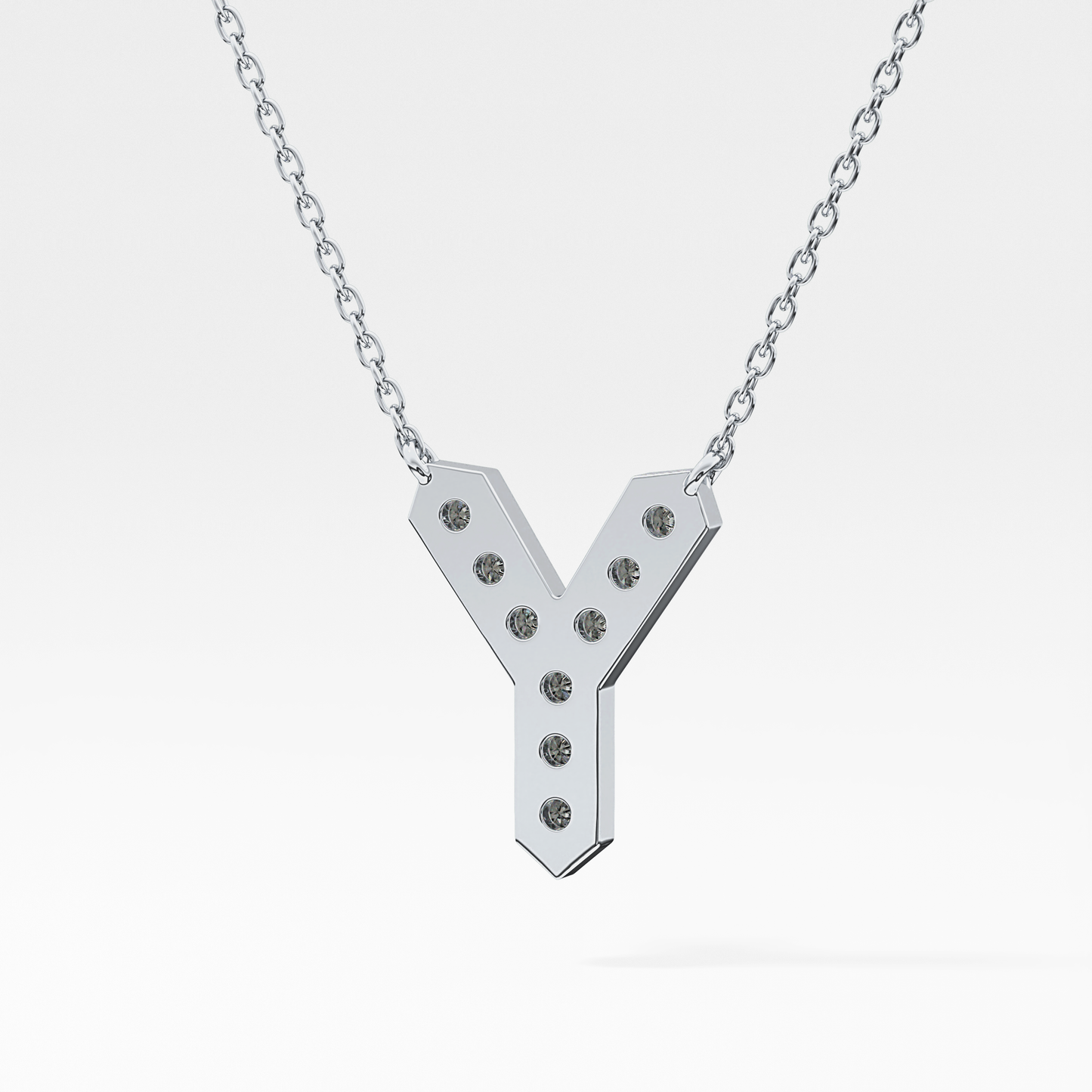 0.23 TCW Round Lab Grown Diamond Y Initial Pendant Necklace
