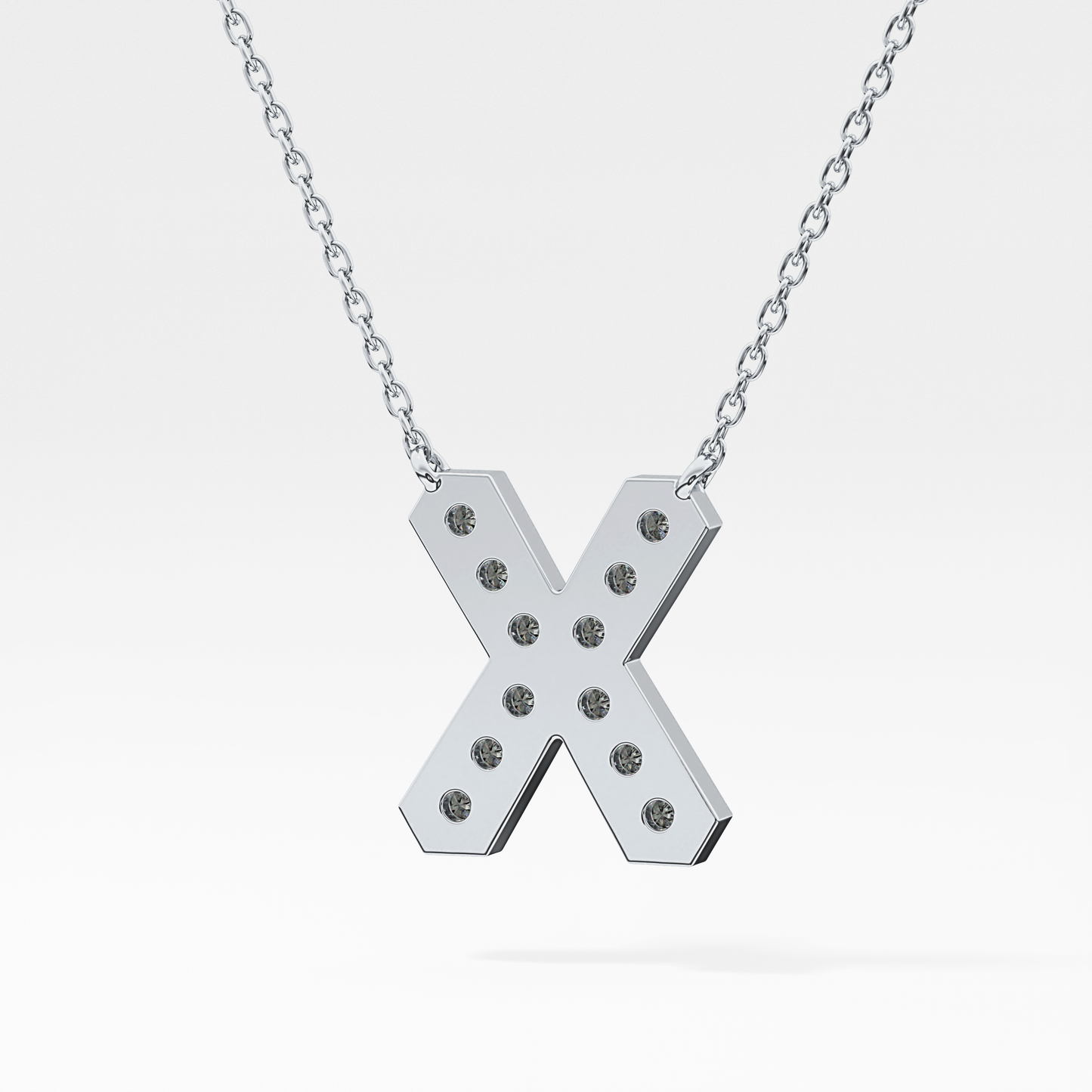 0.31 TCW Round Lab Grown Diamond X Initial Pendant Necklace