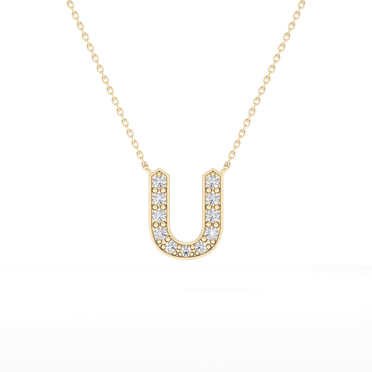 0.26 TCW Round Lab Grown Diamond U Initial Pendant Necklace