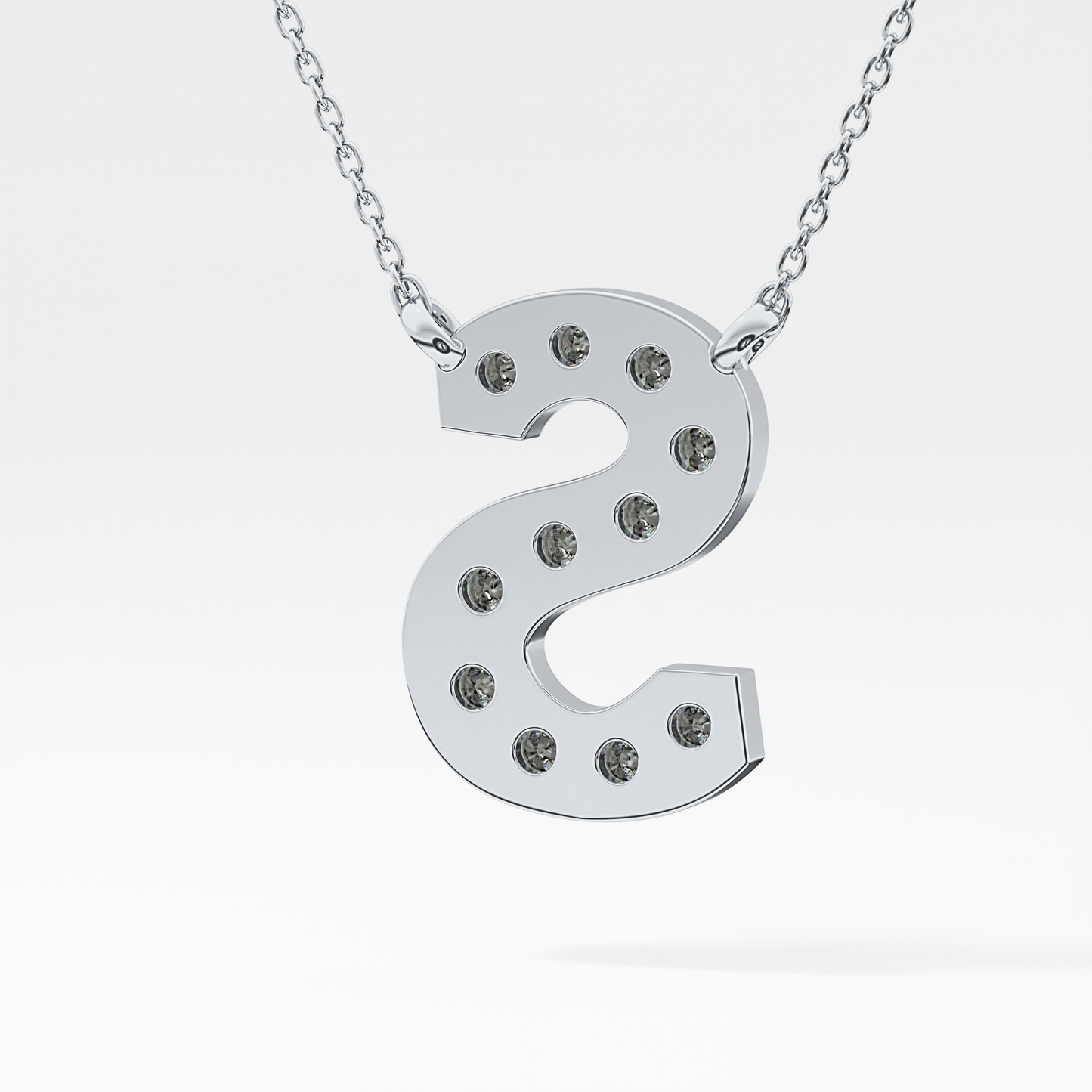 0.77 TCW Round Lab Grown Diamond S Initial Pendant Necklace