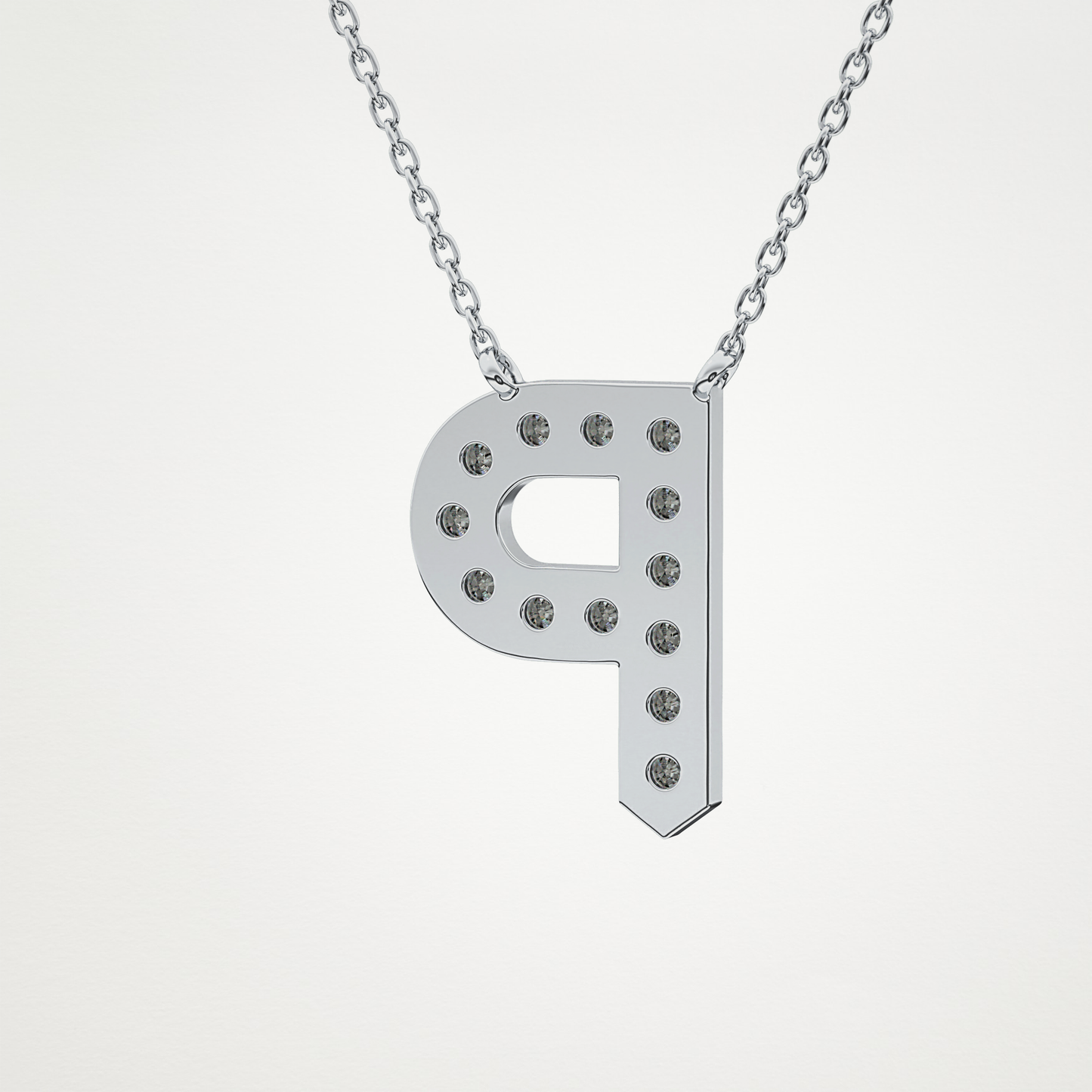 0.39 TCW Round Lab Grown Diamond P Initial Shaped Necklace