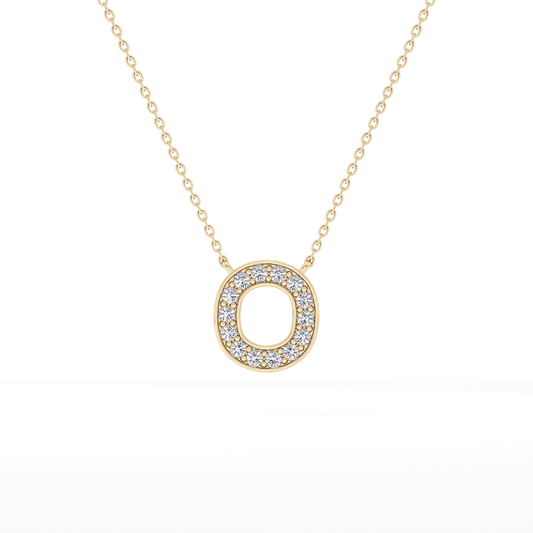 0.22 TCW Round Lab Grown Diamond O Initial Shaped Necklace