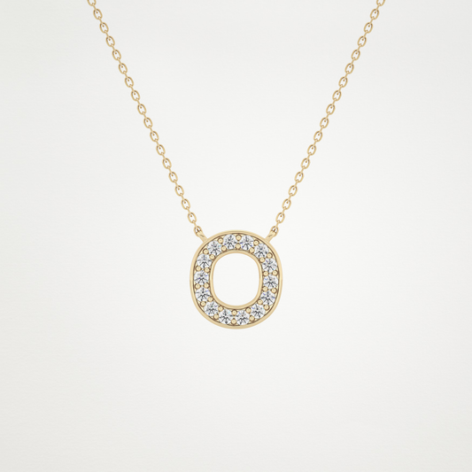 0.22 TCW Round Lab Grown Diamond O Initial Shaped Necklace