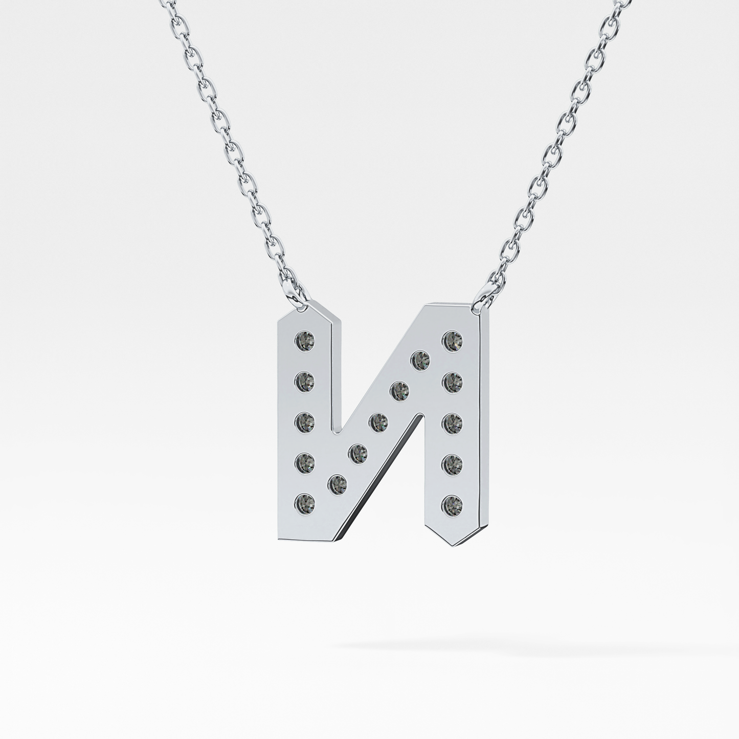 0.31 TCW Round Lab Grown Diamond N Initial Pendant Necklace