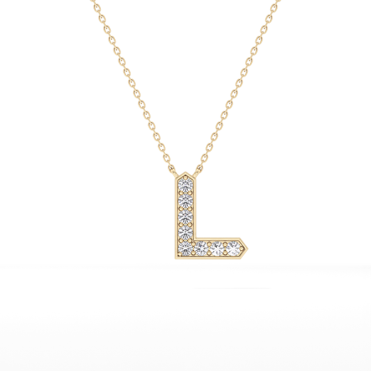 0.24 TCW Round Lab Grown Diamond L Initial Pendant Necklace