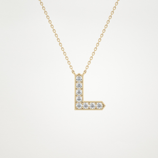 0.24 TCW Round Lab Grown Diamond L Initial Pendant Necklace