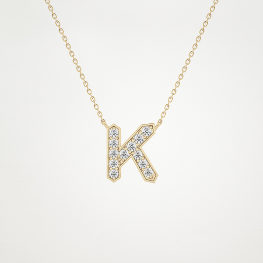 0.27 TCW Round Lab Grown Diamond K Initial Pendant Necklace