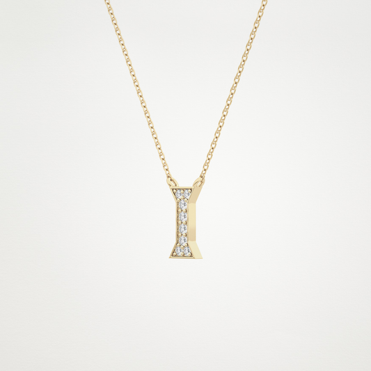 0.083 TCW Round Lab Grown Diamond I Initial Pendant Necklace