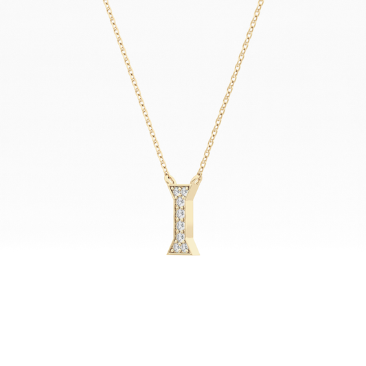 0.083 TCW Round Lab Grown Diamond I Initial Pendant Necklace