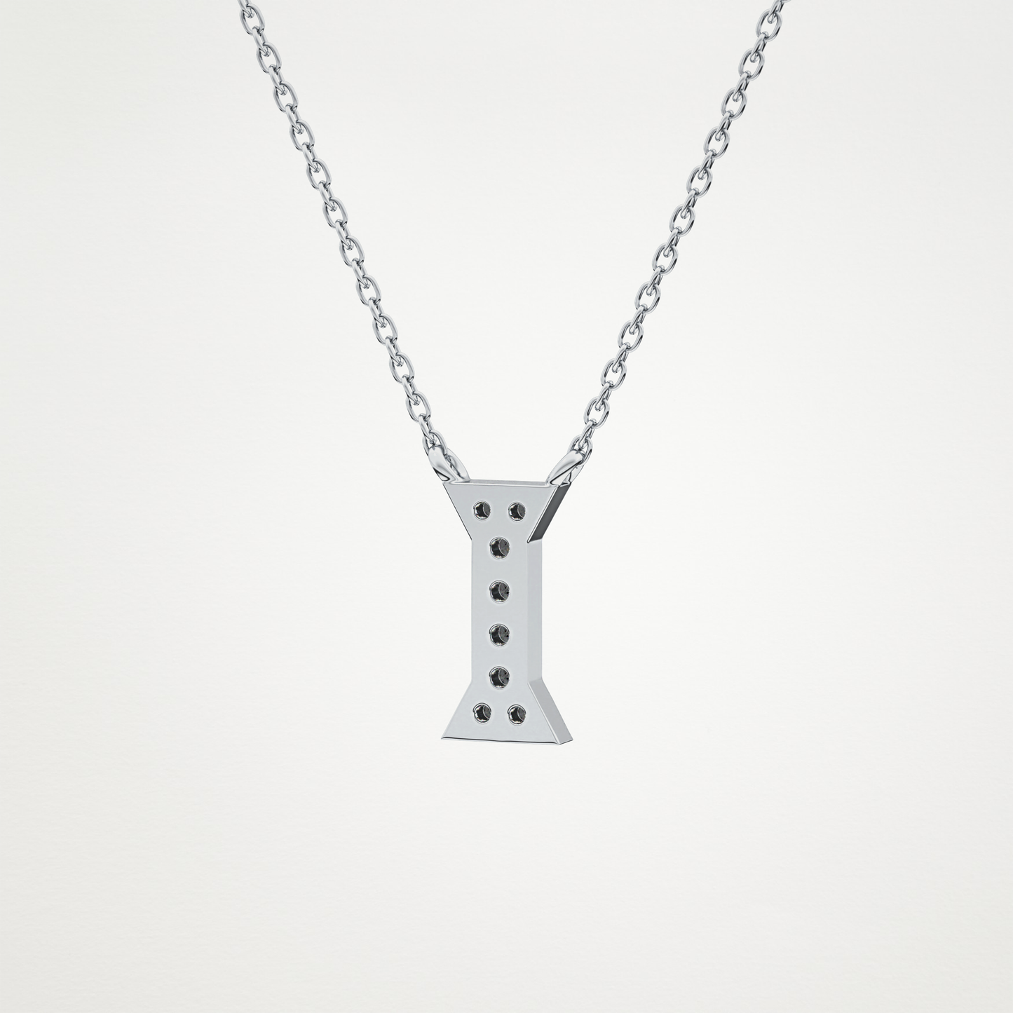 0.083 TCW Round Lab Grown Diamond I Initial Pendant Necklace