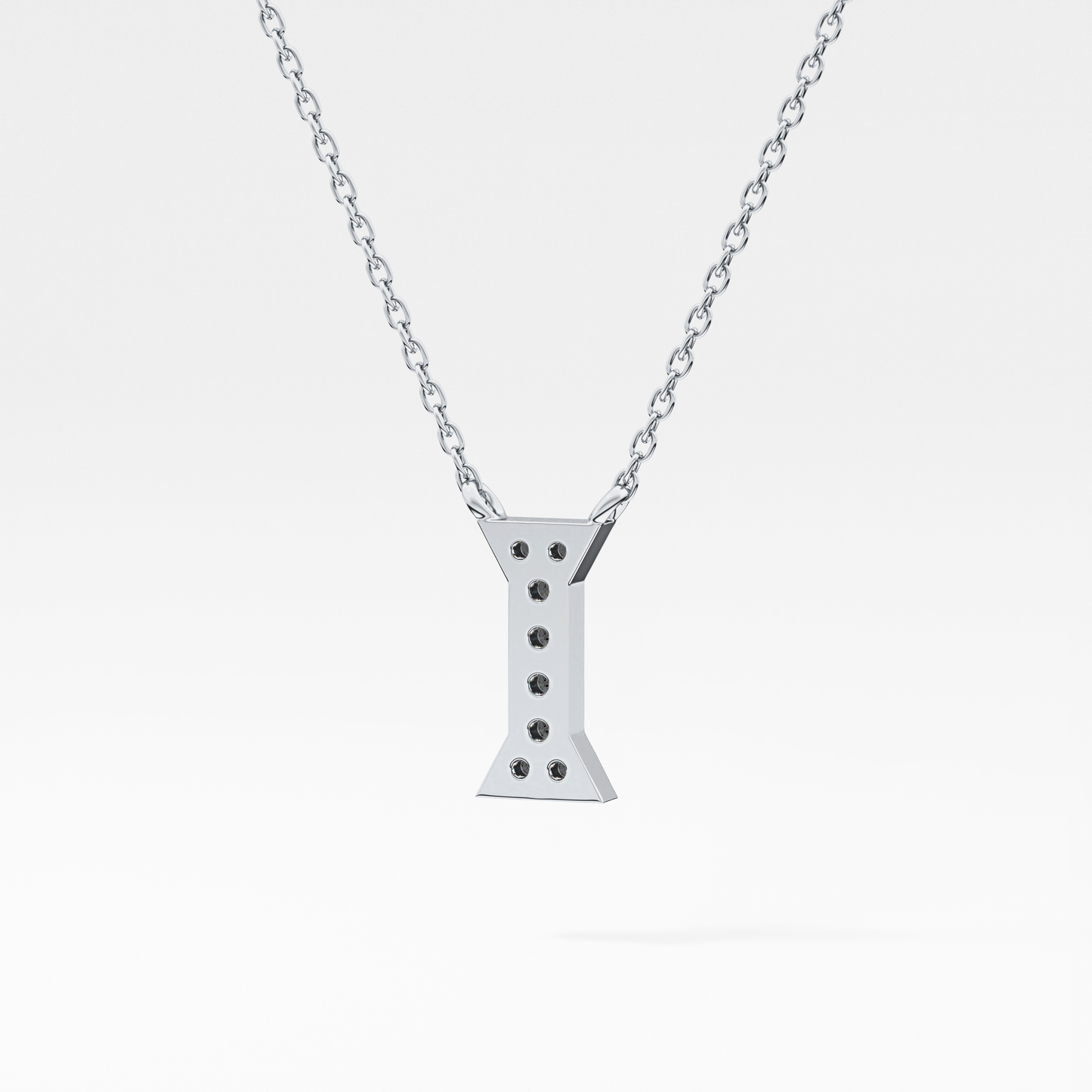 0.083 TCW Round Lab Grown Diamond I Initial Pendant Necklace