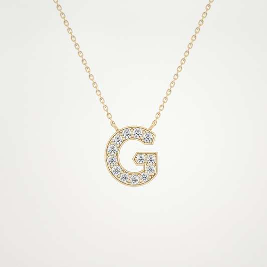 0.294 TCW Round Lab Grown Diamond G Initial Pendant Necklace